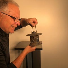 Japan Fine Antique Cast "Bird & Bamboo" Lantern with Fine Details