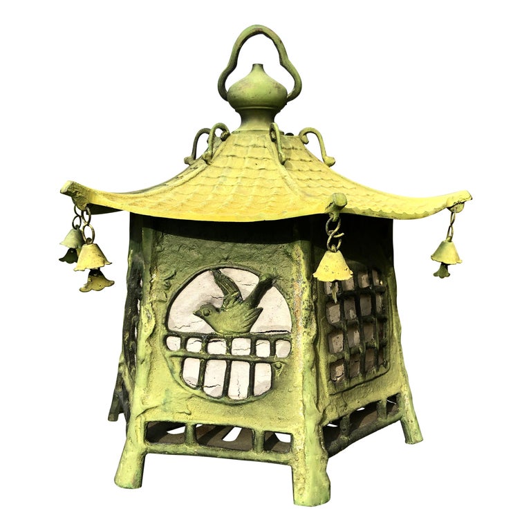Japan Fine Antique Cast Bronze "Birds Birds" Lantern Extraordinary Details For Sale