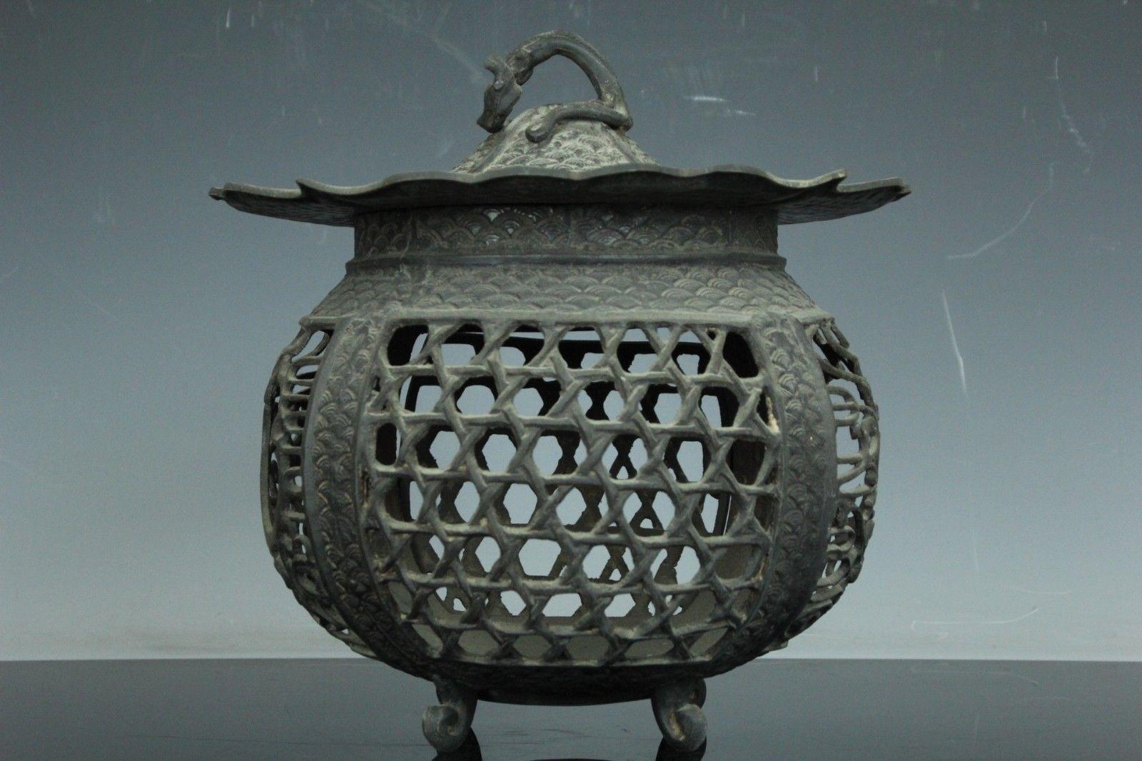 20th Century Japan Fine Antique Hand Cast Bronze Lantern with Exquisite Details Best in Class