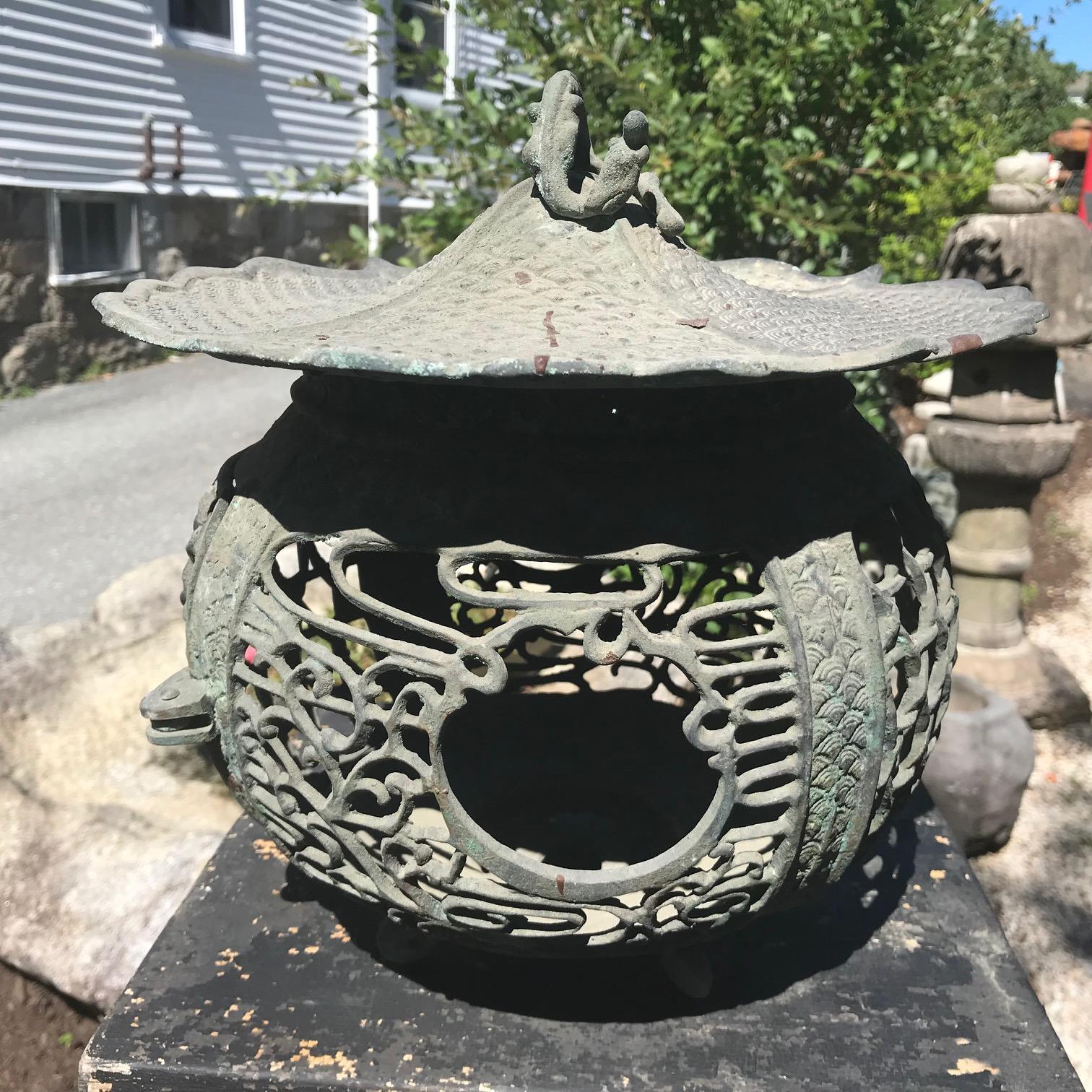 Japan Fine Antique Hand Cast Bronze Lantern with Exquisite Details Best in Class 2