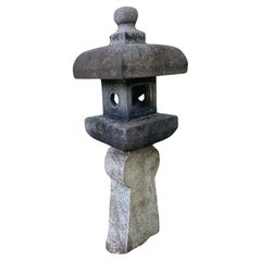 Japan Fine Antique “Oribe” Granite Tea Master Lantern , Hand Carved 19th century