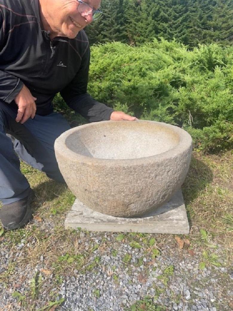 Another Unusual Find

From our recent Japanese Acquisition Travels- comes this unusual large round garden stone vessel with inset carved handles - perfect as an elegant water basin tsukubai or a unique and handsome planter.

The handsome antique