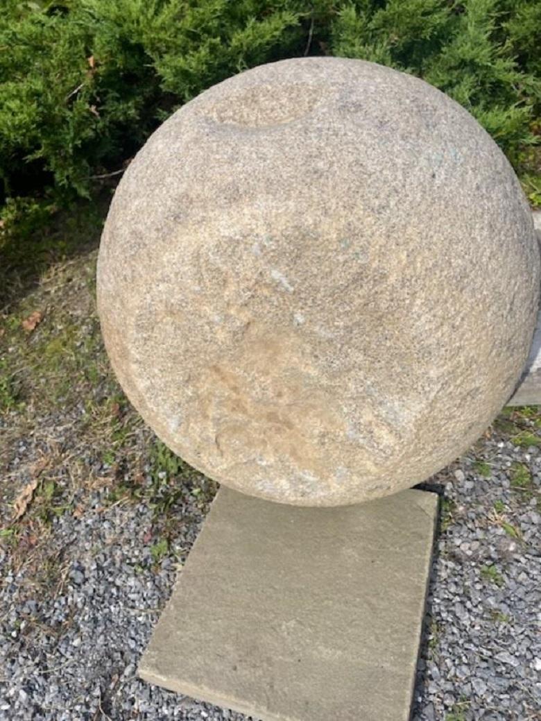 Japan Fine Big Round Antique Stone Water Basin Planter Tsukubai  1