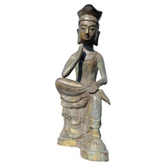 Japan Fine Bronze Seated Kanon Guan Yin, Beautiful Face