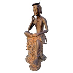 Japan Fine  Bronze Seated Kanon Guan Yin, Beautiful Face