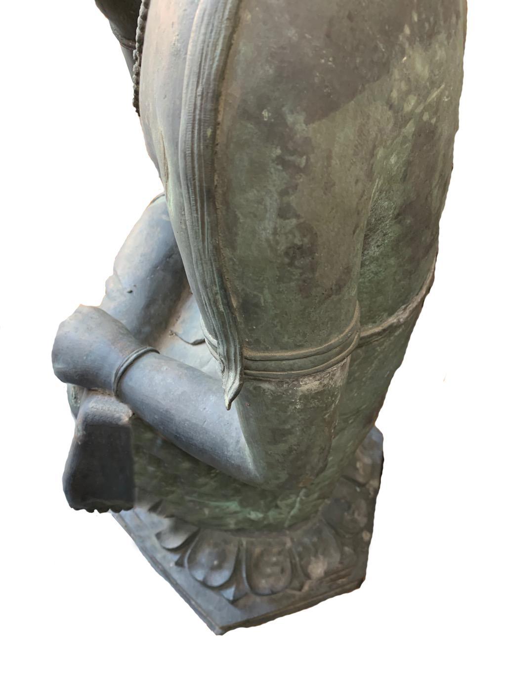 Japan Fine Large and Elegant Antique Bronze Seated Kanon Maitreya Beautiful Face 6