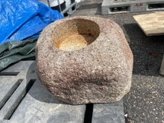 Japan Fine Large Old Boulder Stone Water Basin Tsukubai