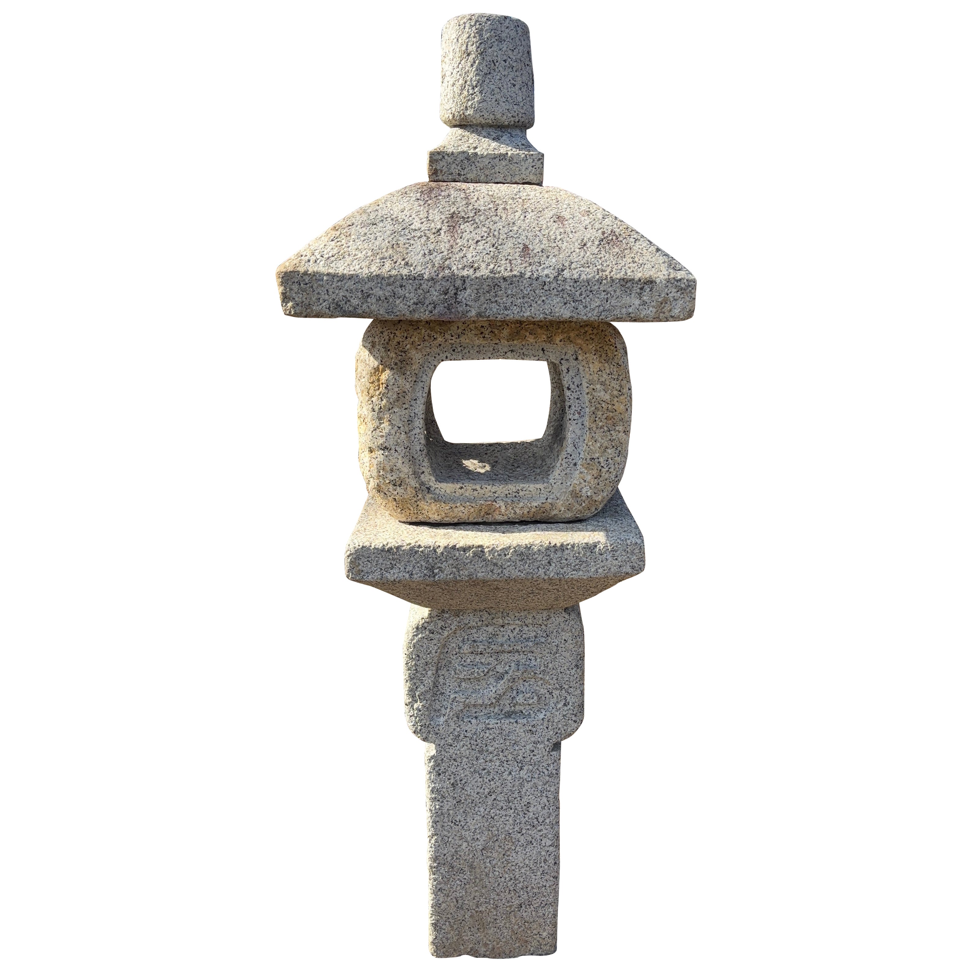 Japan Fine Old  Granite Garden Lantern With Sanscrit Calligraphy