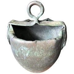 Japan Fine Old Hand Forged & Riveted Bronze Bucket Planter-200 Years Old