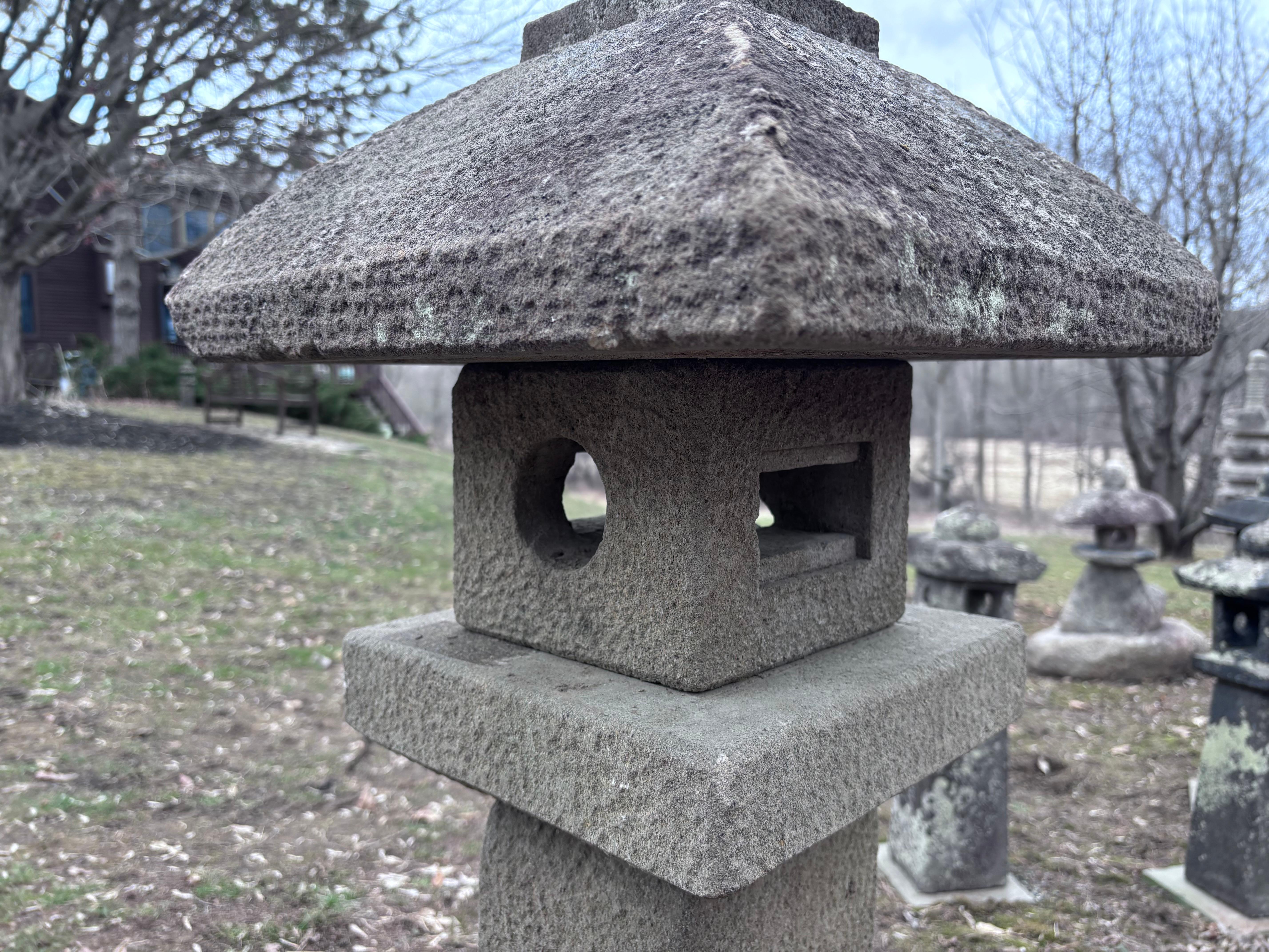 Japan Fine Old  “Oribe” Garden Lantern , Tea Master Hand Carved For Sale 4