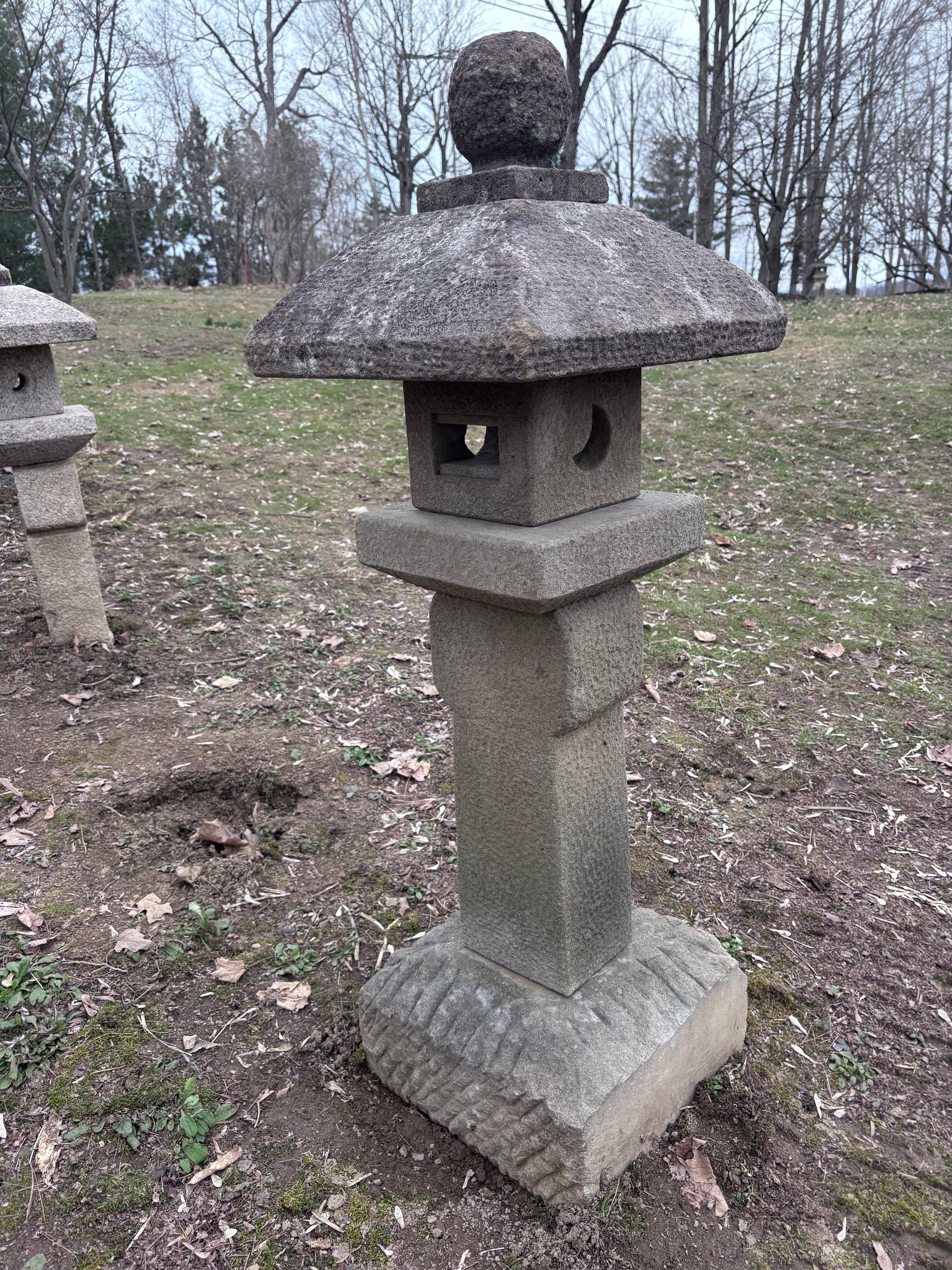 Stone Japan Fine Old  “Oribe” Garden Lantern , Tea Master Hand Carved For Sale