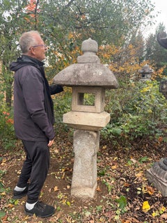 Japan Rare Tall Antique “Oribe” Granite Lantern , Hand Carved 84 Inches
