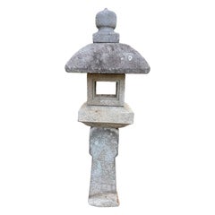 Japan Fine Tall Antique “Oribe” Granite Lantern , Hand Carved 84 Inches