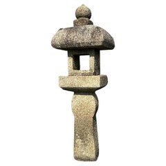 Japan Fine Tall Antique “Oribe” Granite Lantern , Hand Carved 84 Inches
