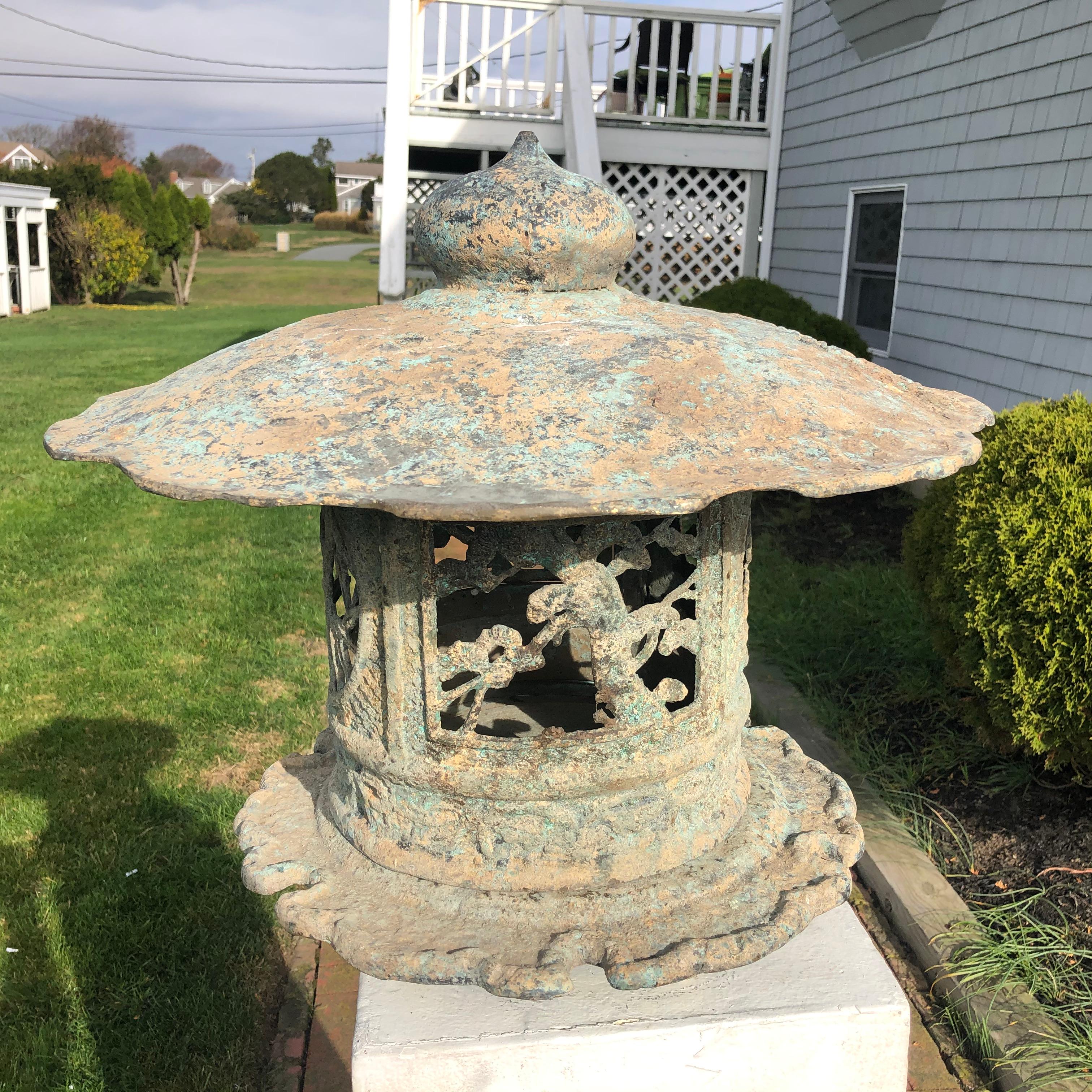 Japan Fine Tall Hand Cast Bronze Lantern, Signed 6