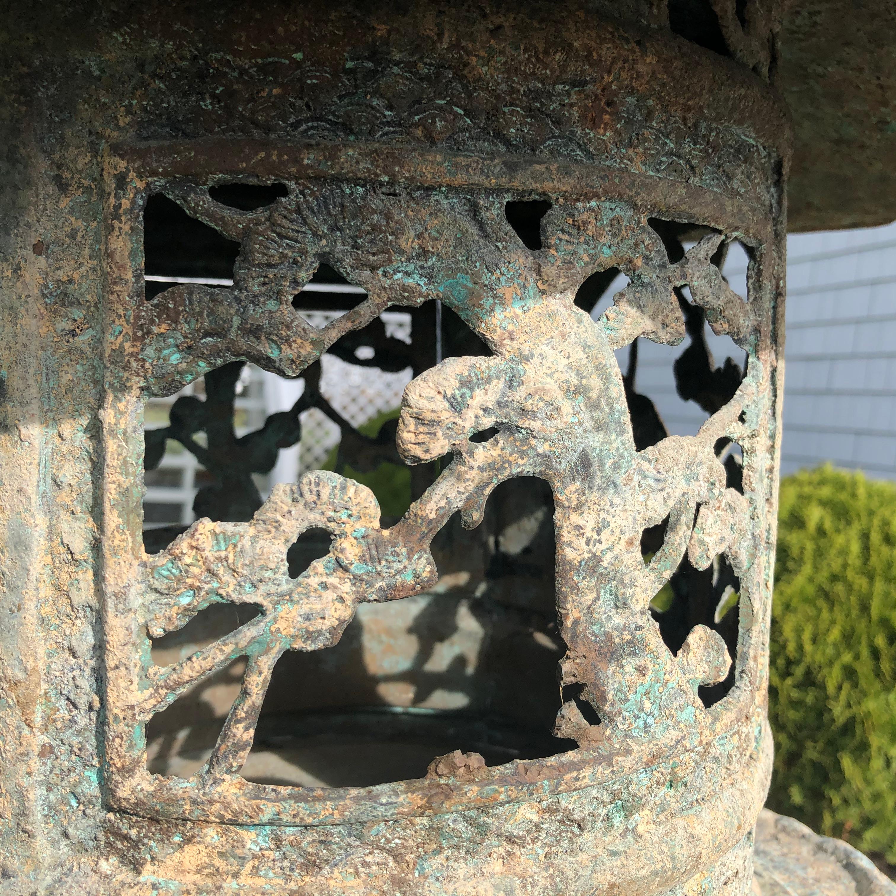 Japan Fine Tall Hand Cast Bronze Lantern, Signed 7