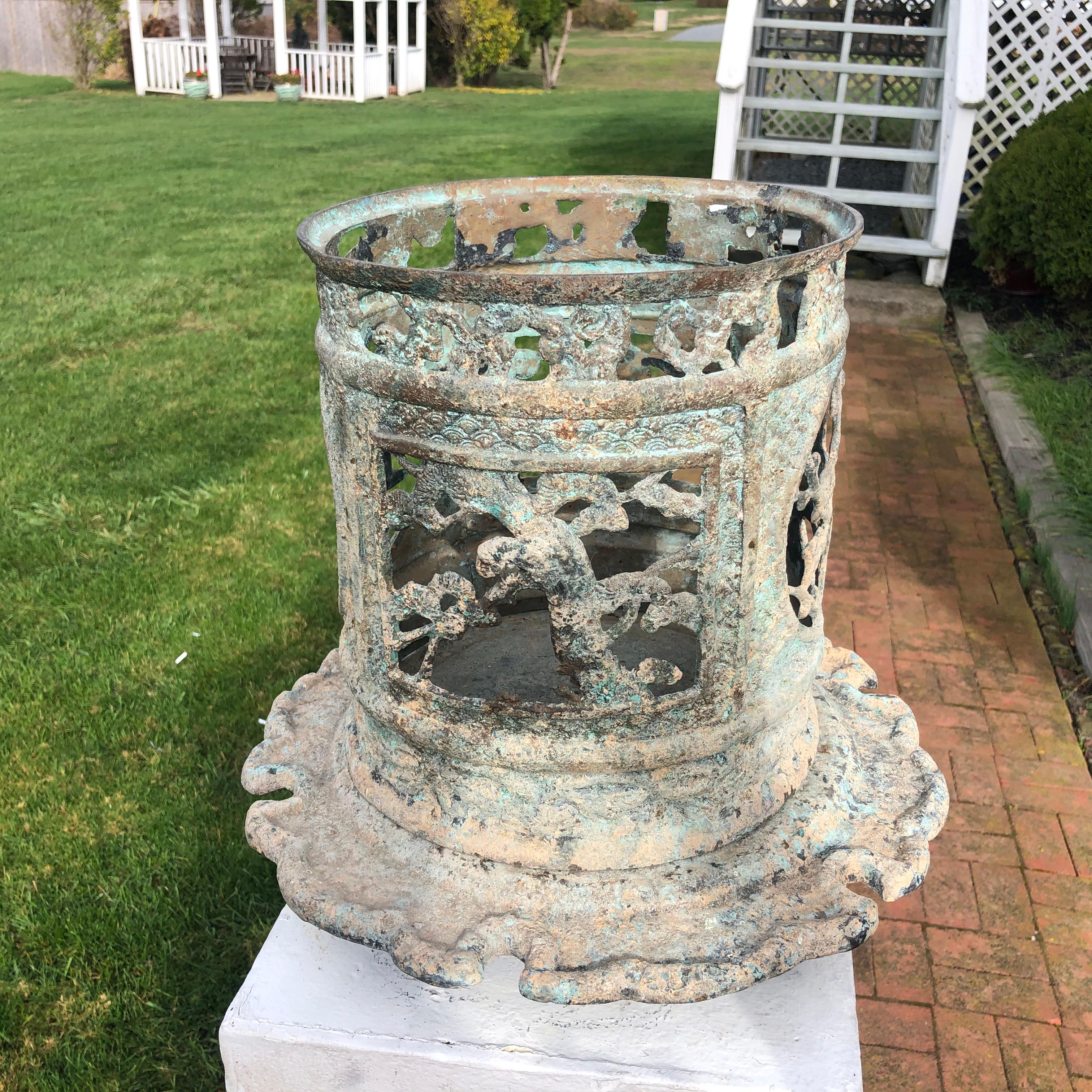 Japan Fine Tall Hand Cast Bronze Lantern, Signed 11