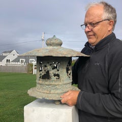Japan Fine Tall Hand Cast Bronze Lantern, Signed