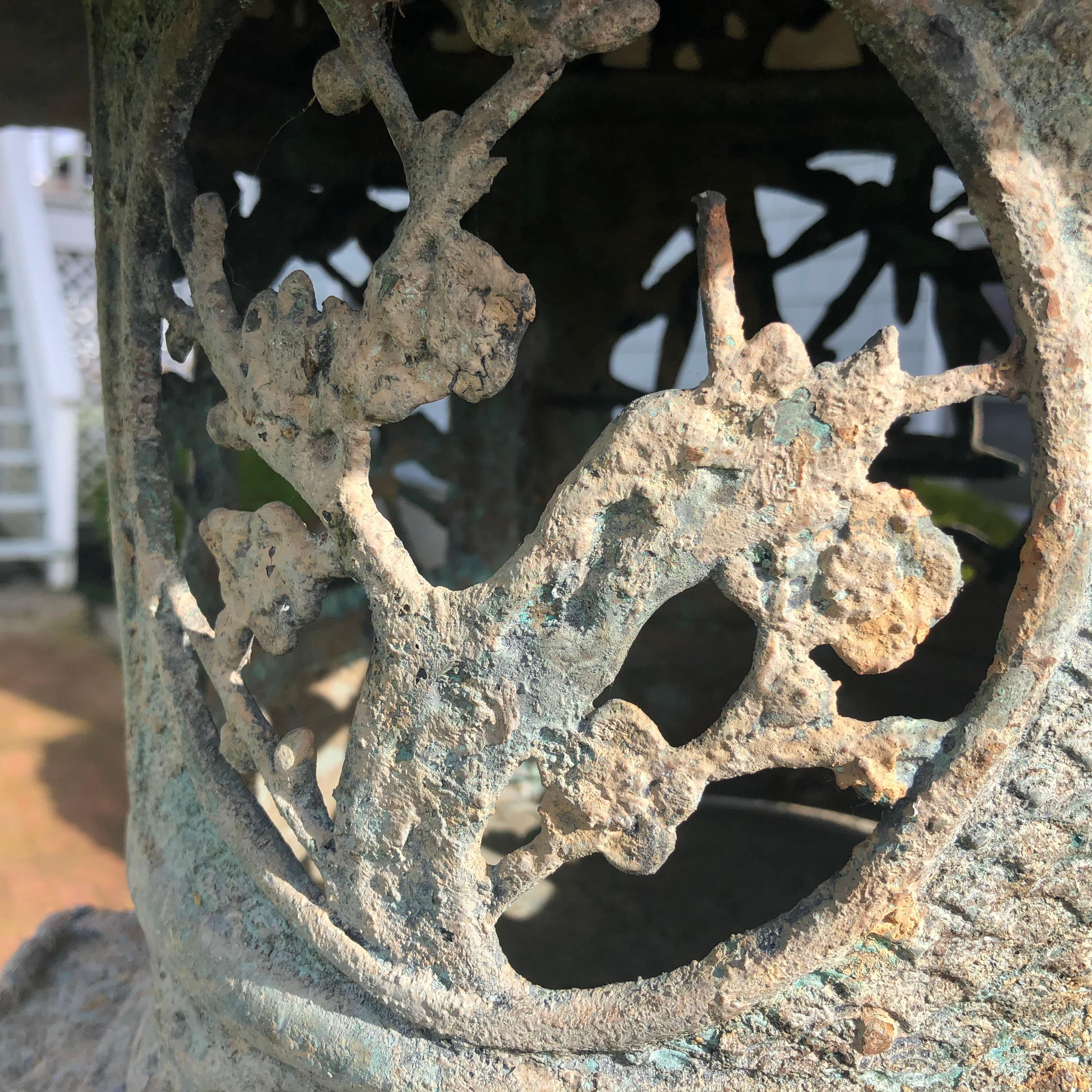Japan Fine Tall Hand Cast Bronze Lantern, Signed 2