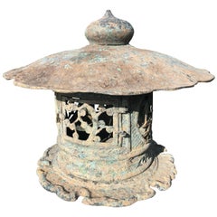 Vintage Japan Fine Tall Hand Cast Bronze Lantern, Signed