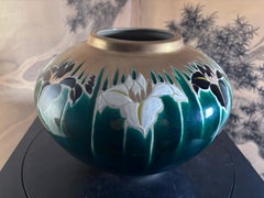 Vaso di Iris in fiore Giappone Fine Vintage Brilliante firmato