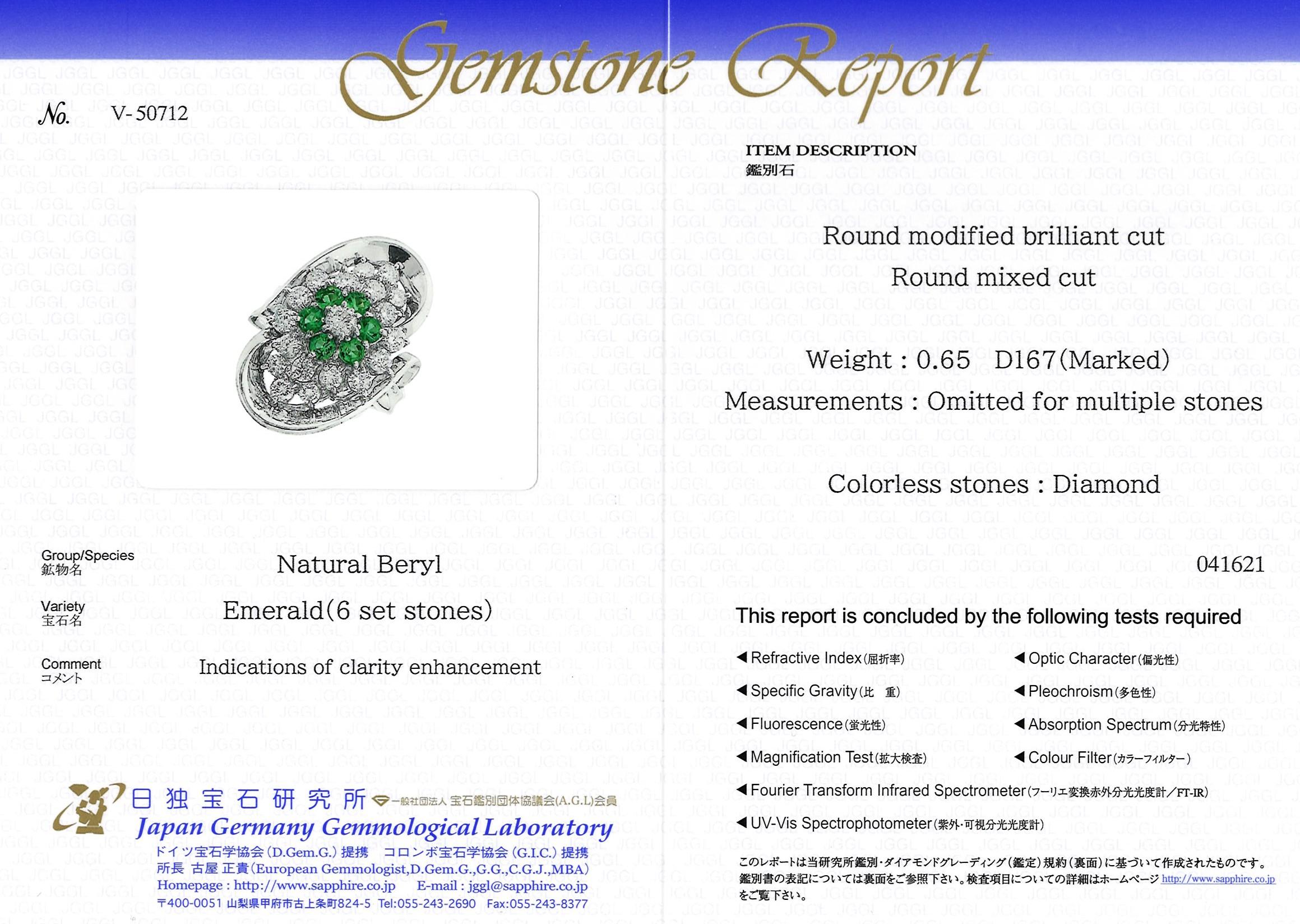 Japan Germany Lab Certified Emerald & Diamond Platinum PT 900 'Big Spread' Ring In New Condition For Sale In Hung Hom, HK