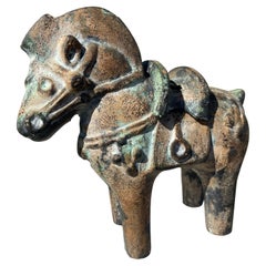 Japan Gilt Horse Candle Lantern & Censer Ancient Kofun Pattern