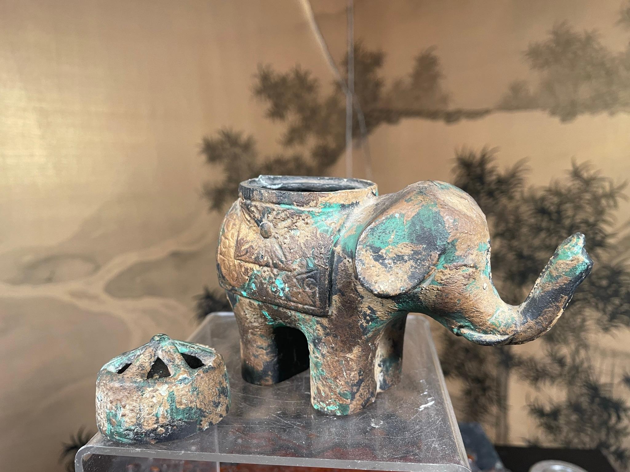 Japan Gold Gilt Good Luck Elephant Censer For Sale 2