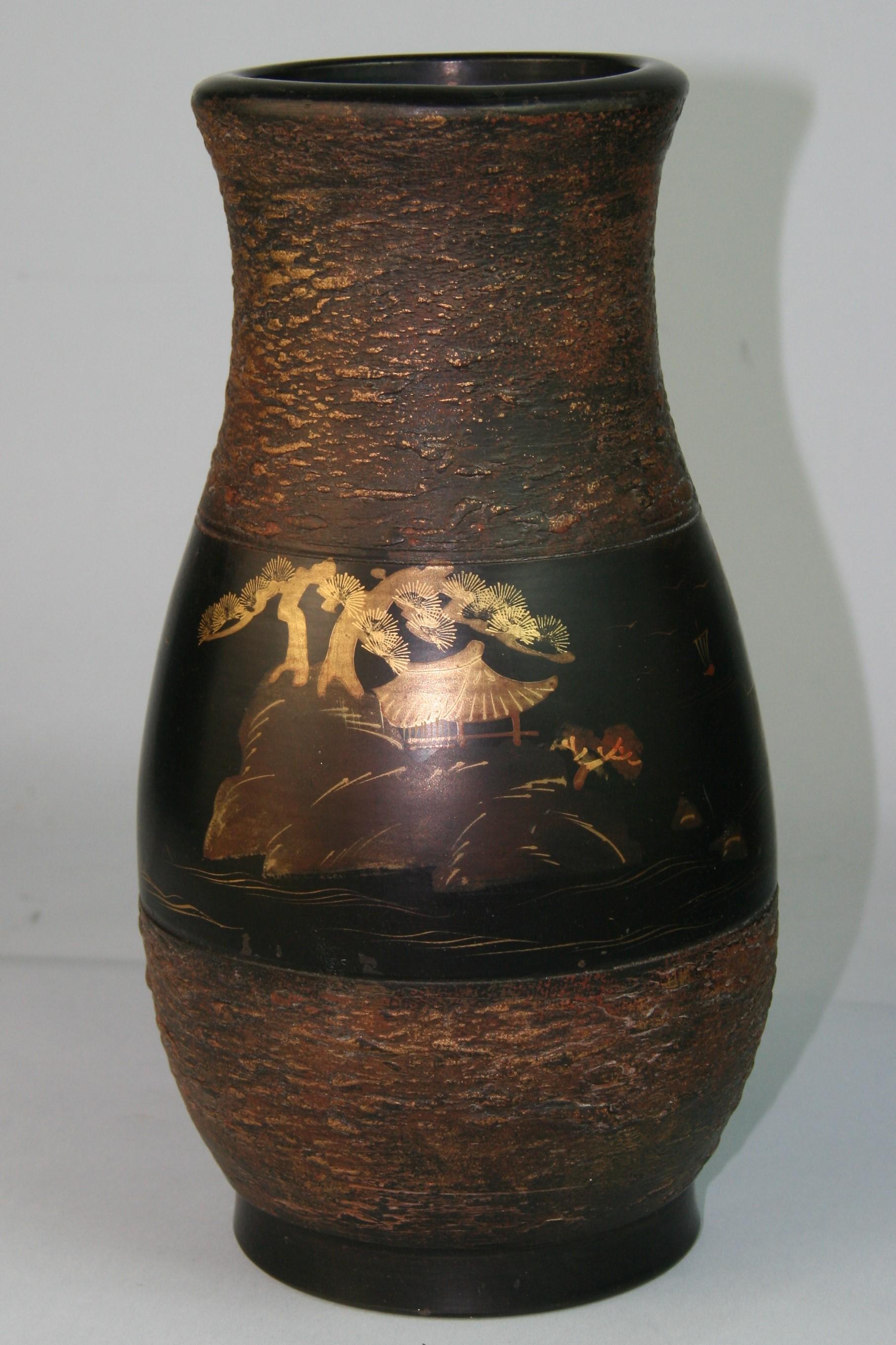 Mid-20th Century Japan Hand Painted Ceramic Vase, 1960's For Sale