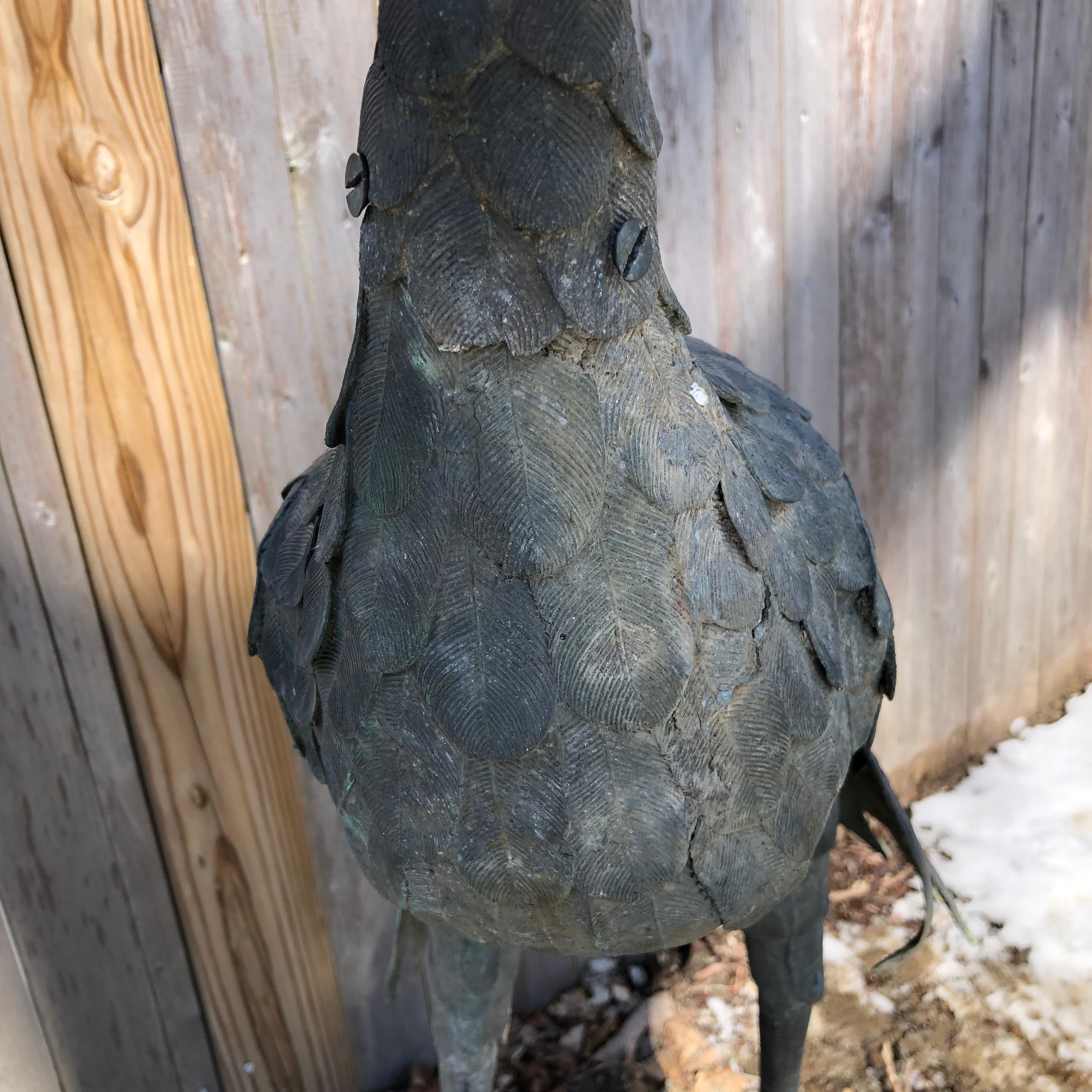 Japan Huge Cast Bronze Crane Beautiful Feathers and Head Details, 60