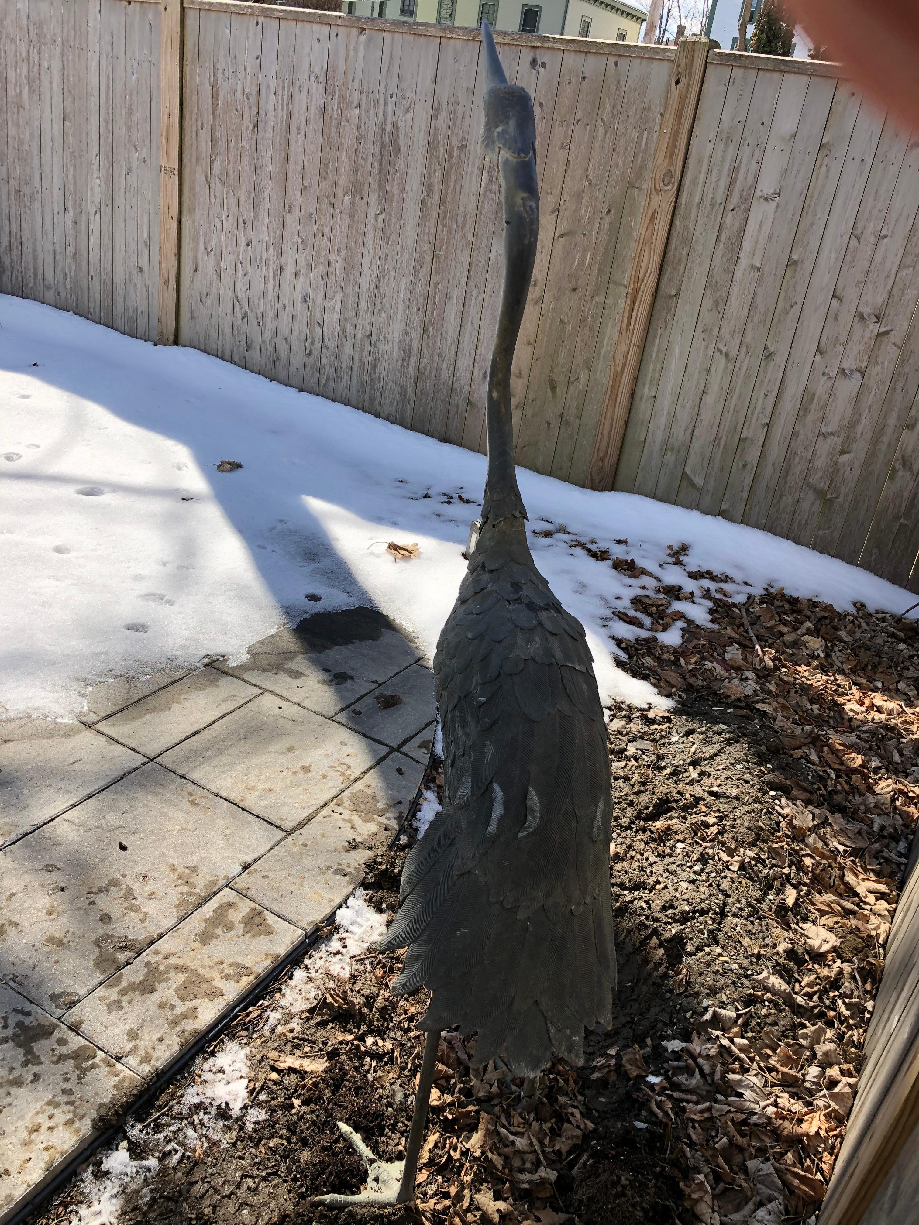 Japan Huge Cast Bronze Crane Beautiful Feathers and Head Details, 60