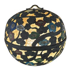 Japan Huge Antique Chrysanthemum Floral Bronze Orb Lantern, 19th Century
