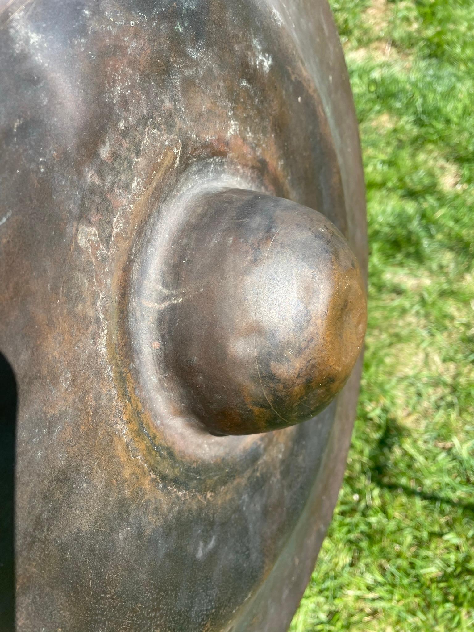 Meiji Japan Huge Antique Hand Wrought Bronze Gong , Bold Sound