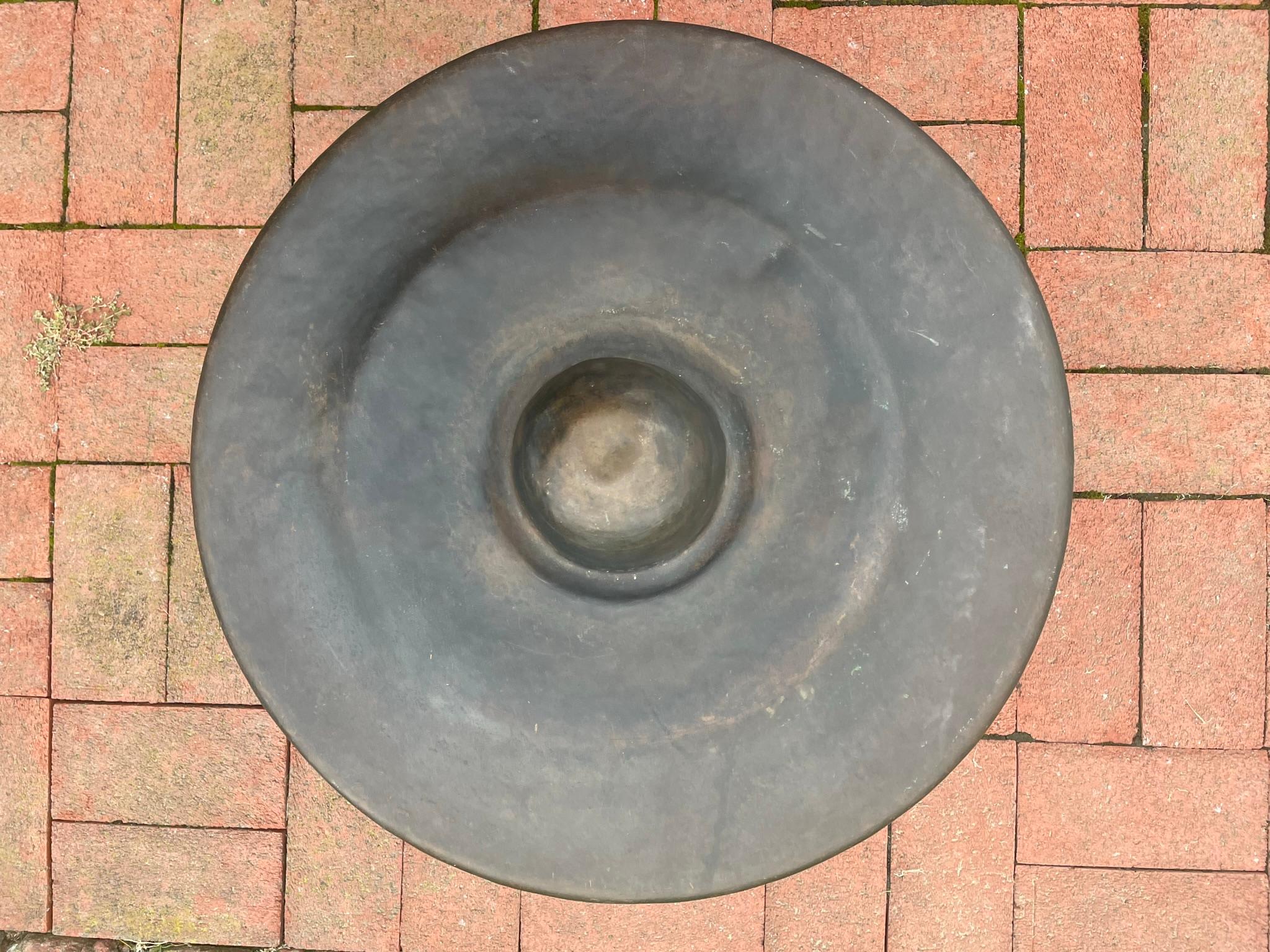 Cast Japan Huge Antique Hand Wrought Bronze Gong , Bold Sound