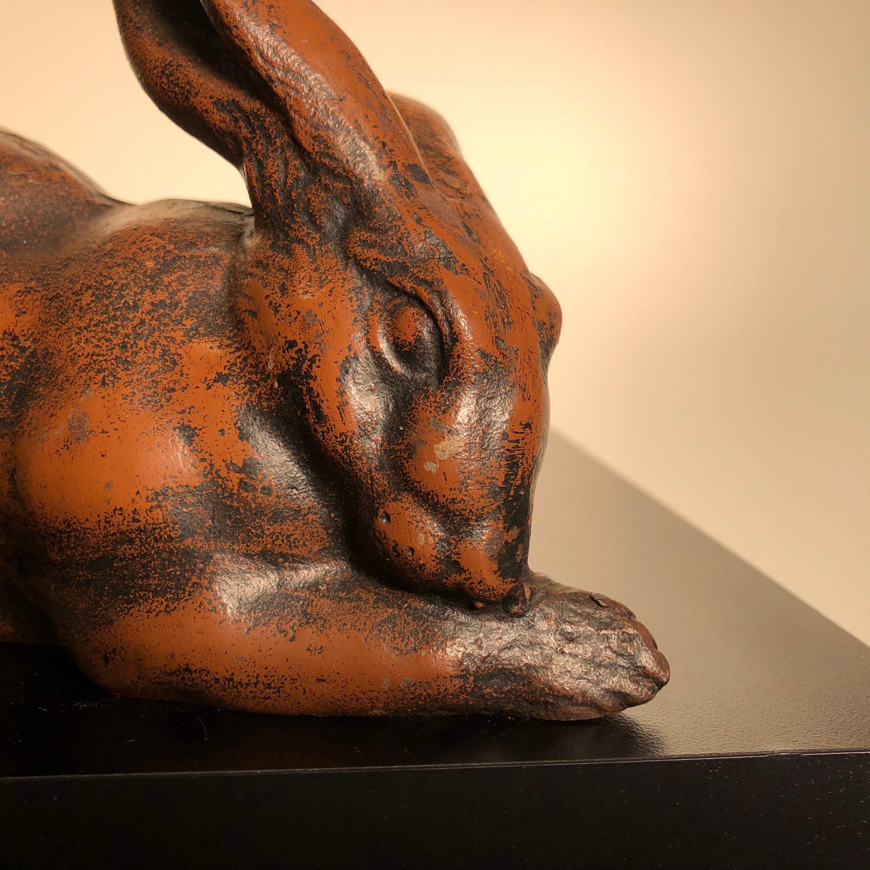 Japan Huge Bronze Rabbit Usagi with Big Ears, Fine Details 1