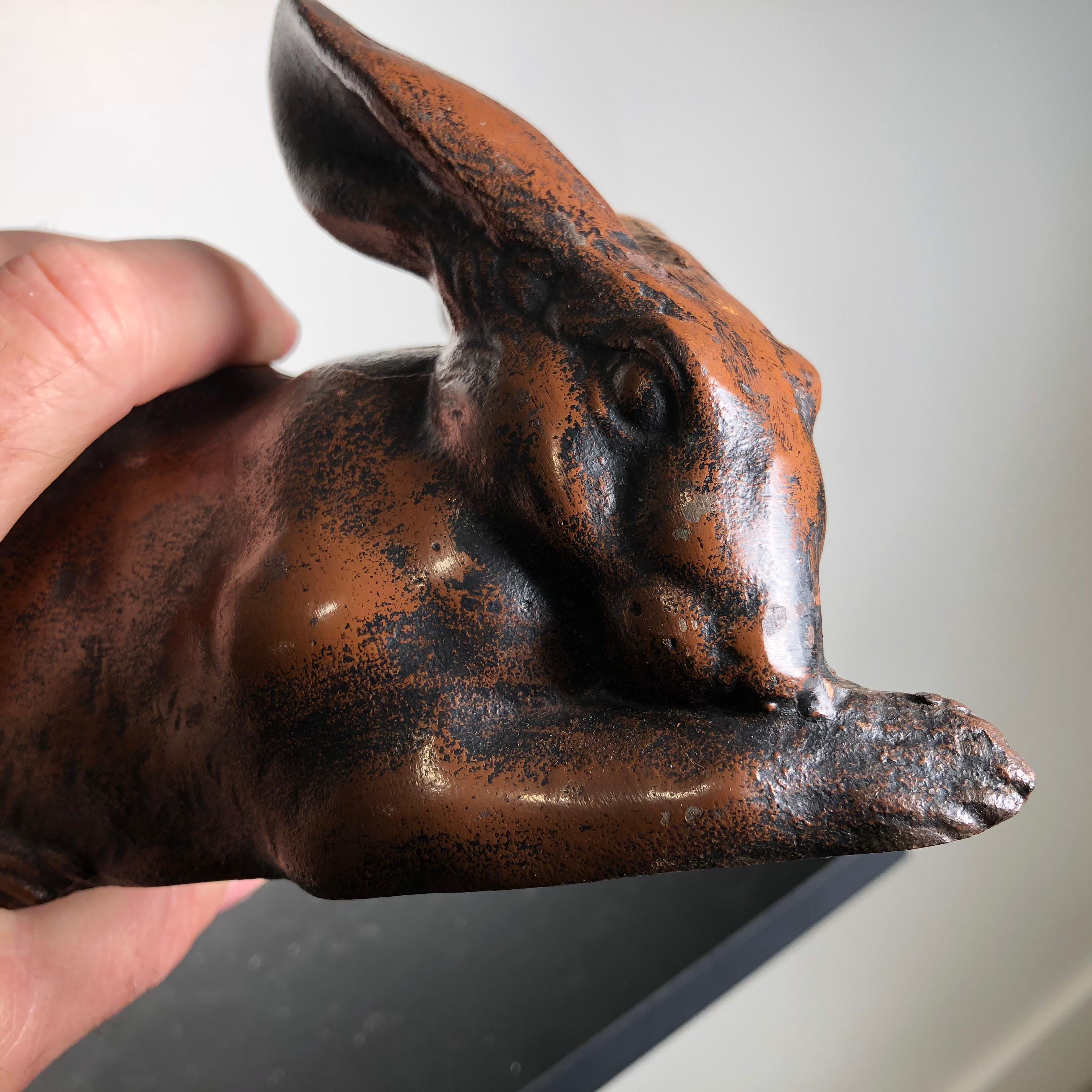 Japan Huge Bronze Rabbit Usagi with Big Ears, Fine Details 2