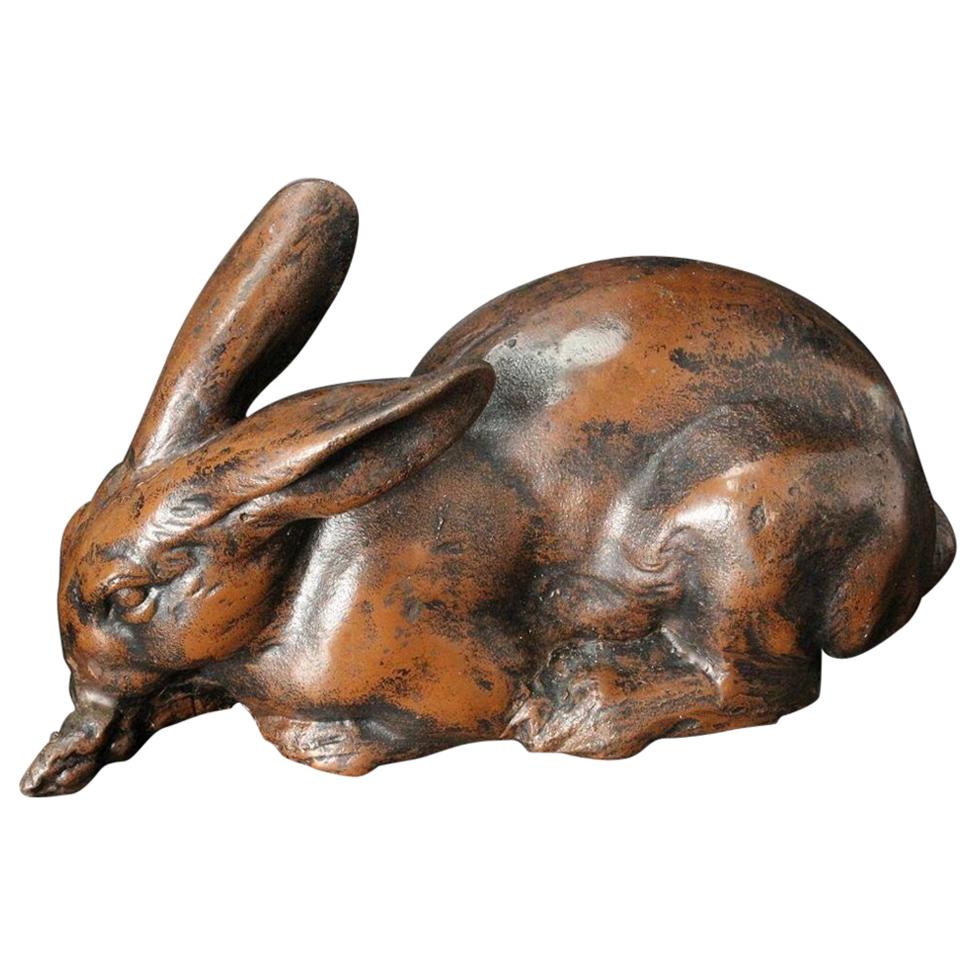 Japan Huge Bronze Rabbit Usagi with Big Ears, Fine Details