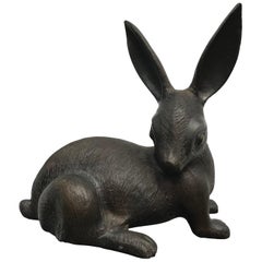 Japan Huge Bronze Rabbit Usagi with Flappy Ears, Fine Details