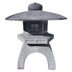 Japan Huge Old Stone Yukimi Lantern with Beautiful Details, 38 Inches