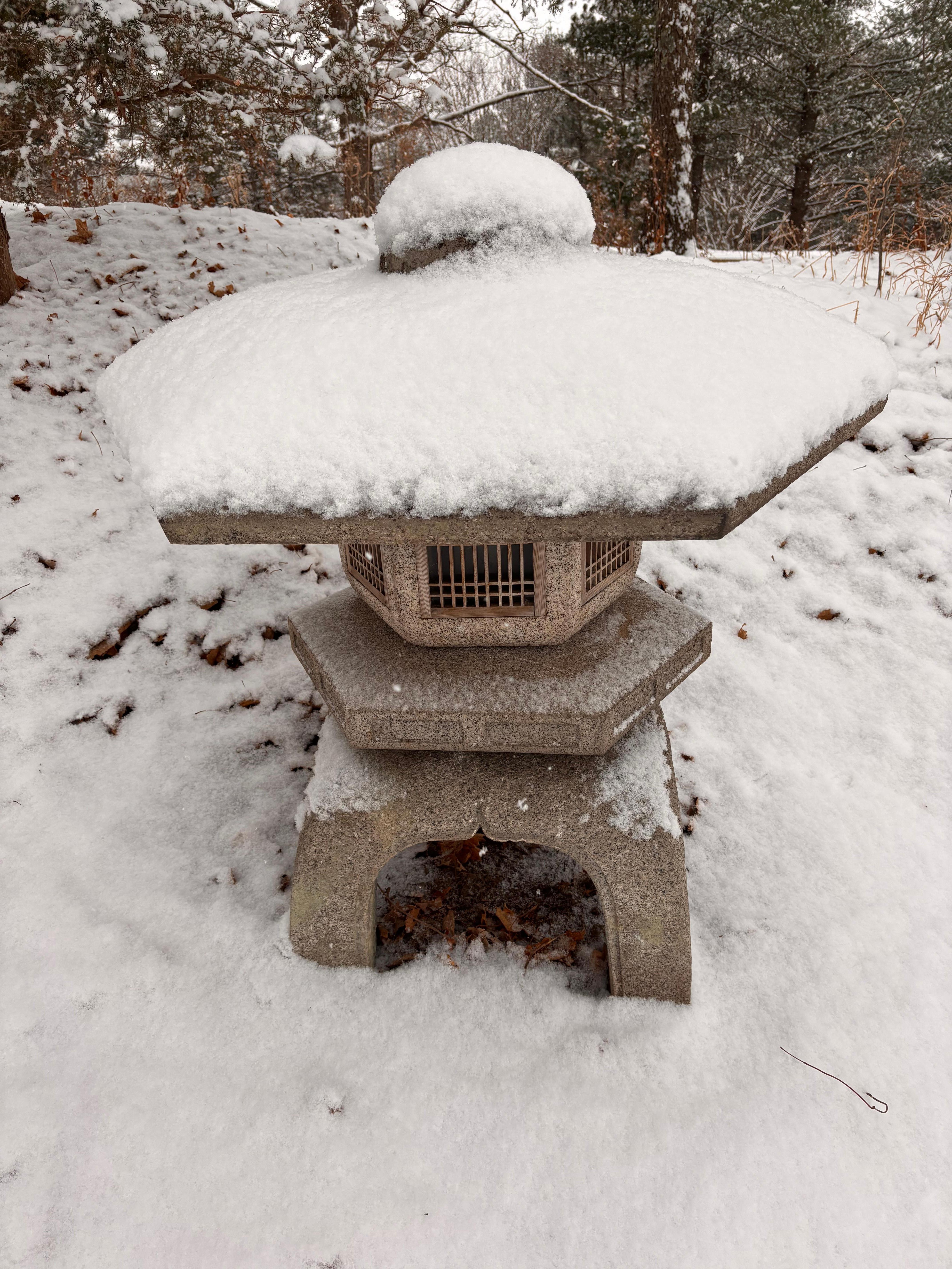 Japan Huge Old Stone Yukimi Lantern with Beautiful Details, 40 Inches 3
