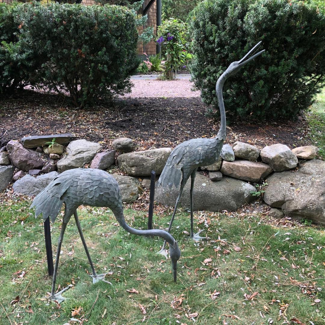 From our recent Japanese Acquisitions Travels

Big pair

Giant master work cranes hand cast in bronze for the finest garden, photographed in natural sun light.

Japan, a Fine pair of largest scale bronze hand cast, handcrafted cranes with Fine