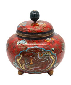JAPAN IMPERIAL 1900 Meiji Period Tripode Koro Censer In Cloisonné Enamel With