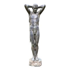 Vintage Japan Important 1950s Cast Bronze Life-Size "Male Nude” Sculptor Koga Tadao