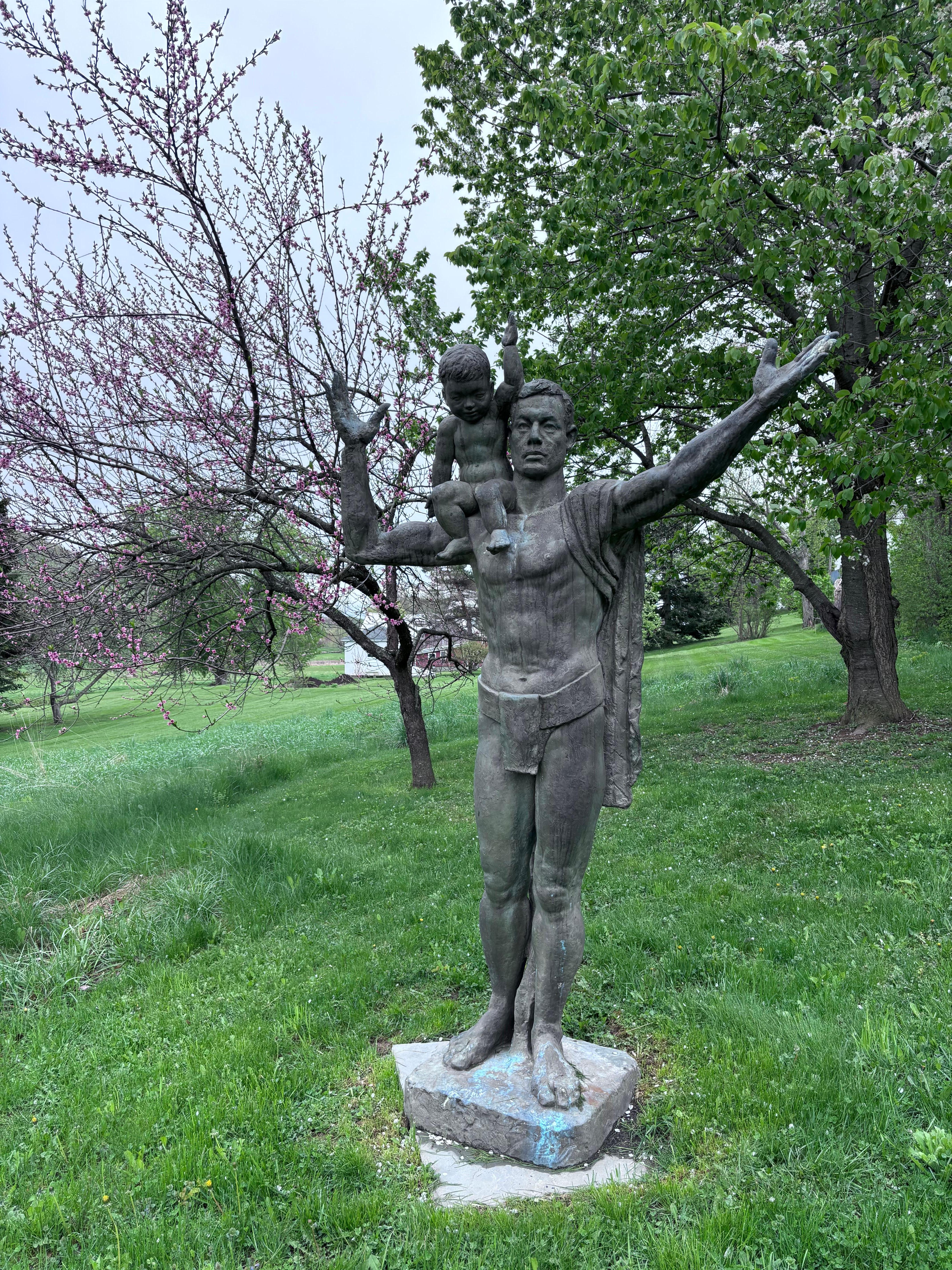 Japan Important 1961 Over Life-Size Bronze Man Child 