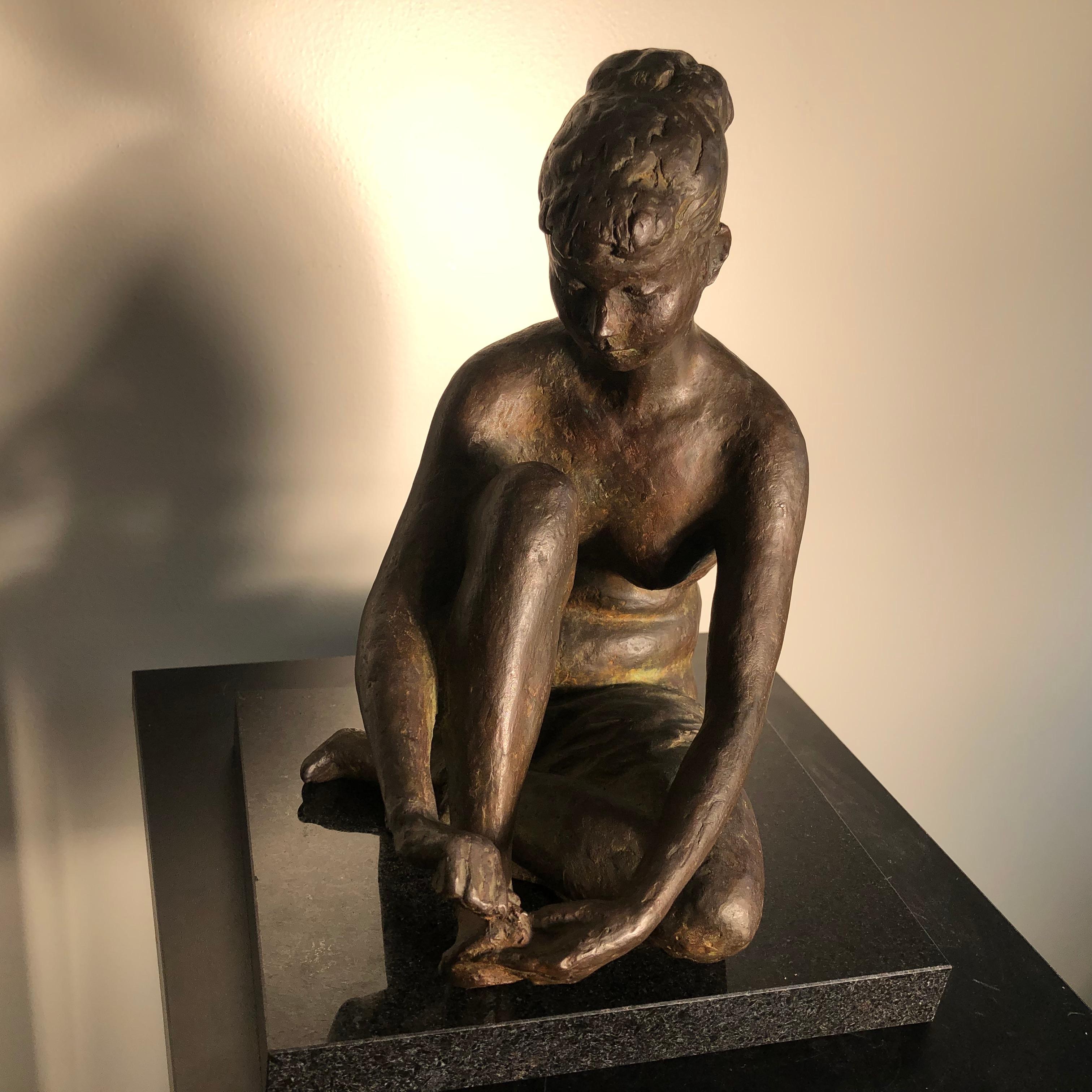 Showa Japan Important Hand Cast Bronze Young Nude Woman by Yano Signed Boxed