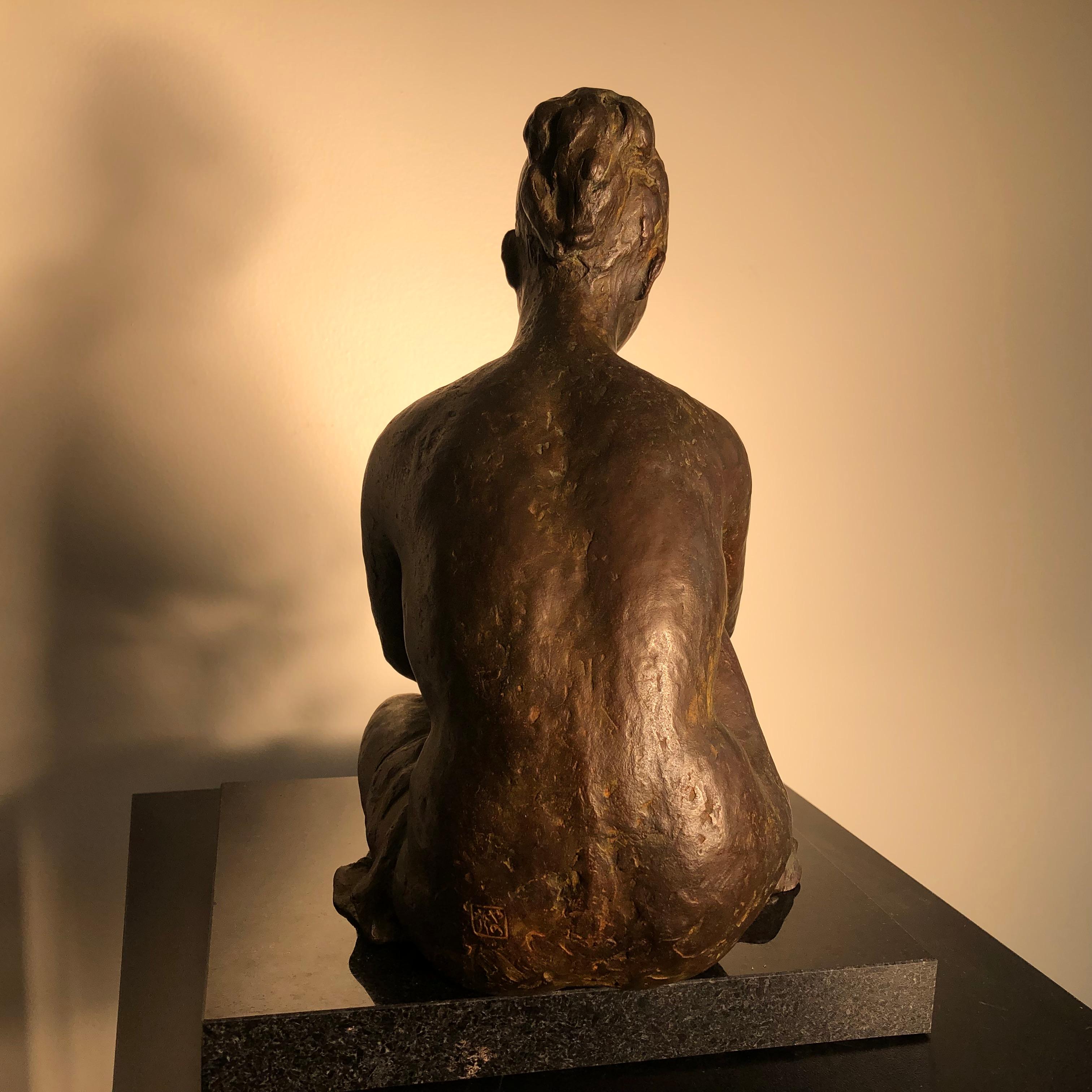 Japan Important Hand Cast Bronze Young Nude Woman by Yano Signed Boxed In Good Condition In South Burlington, VT