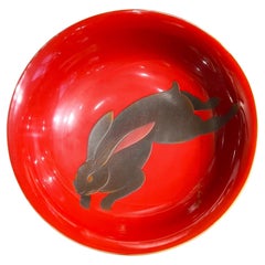 Vintage Japan, Lacquer Plate, The White Rabbit, Kakutaro Yamazaki (1899-1984)