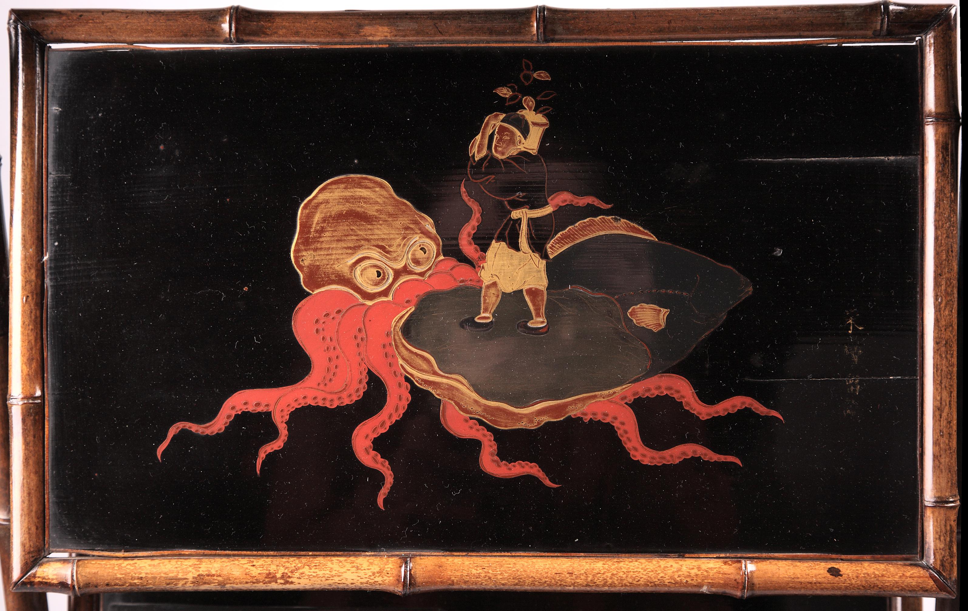 Japonisme Japan Lacquer Servant Table Attributed to A. Perret & E. Vibert, France, c. 1880