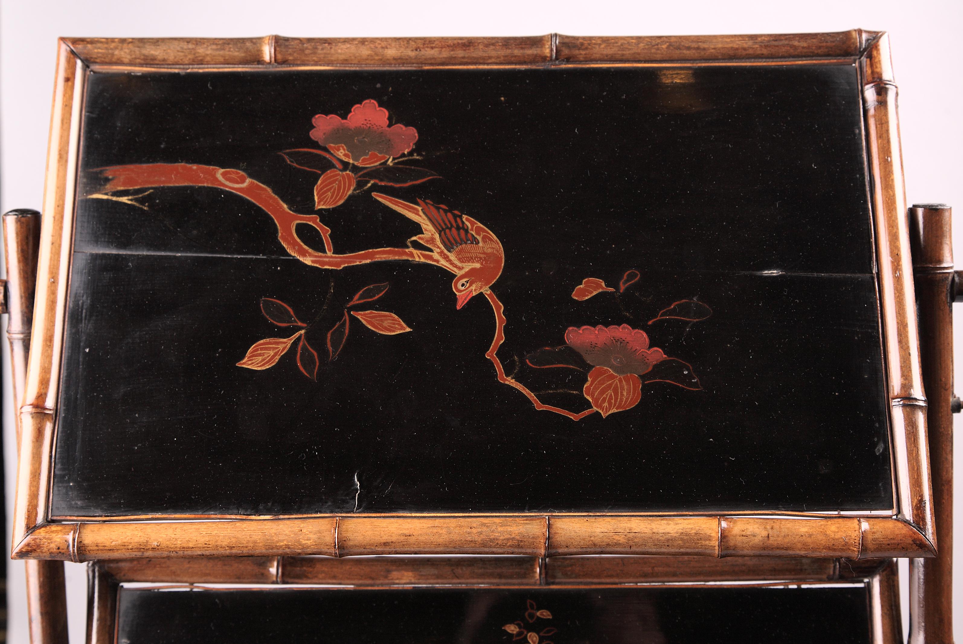 French Japan Lacquer Servant Table Attributed to A. Perret & E. Vibert, France, c. 1880