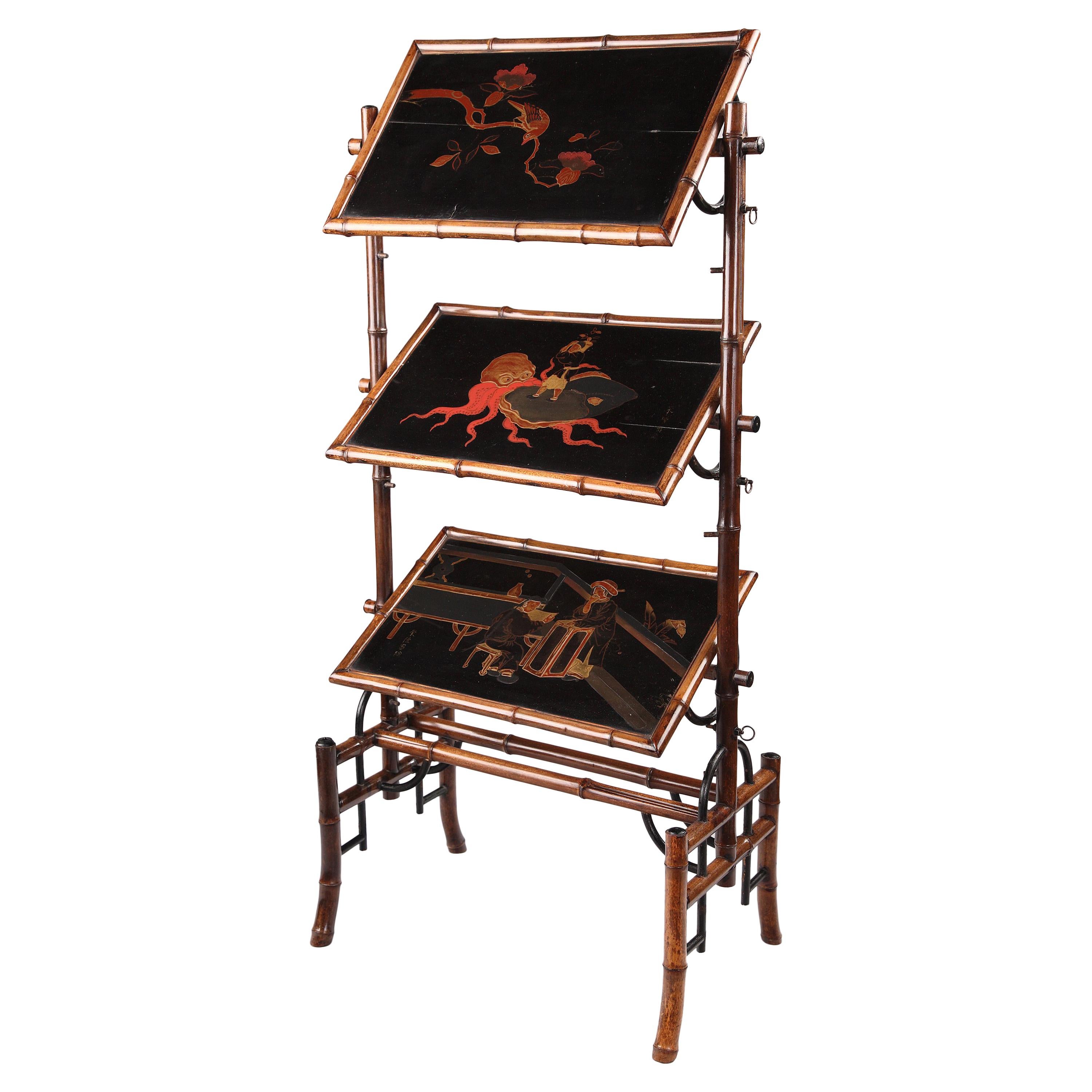 Japan Lacquer Servant Table Attributed to A. Perret & E. Vibert, France, c. 1880